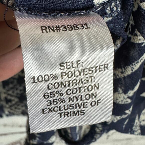 Womens JOLT Navy Blue Aztec Lace Boho Flowy 3/4 Sleeve Top Career Casual Size M - Picture 5 of 6